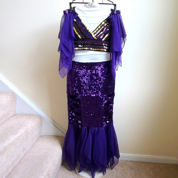 3 Peice Purple Sequins Dance Skirt Set⁷ - Picture 2 of 9